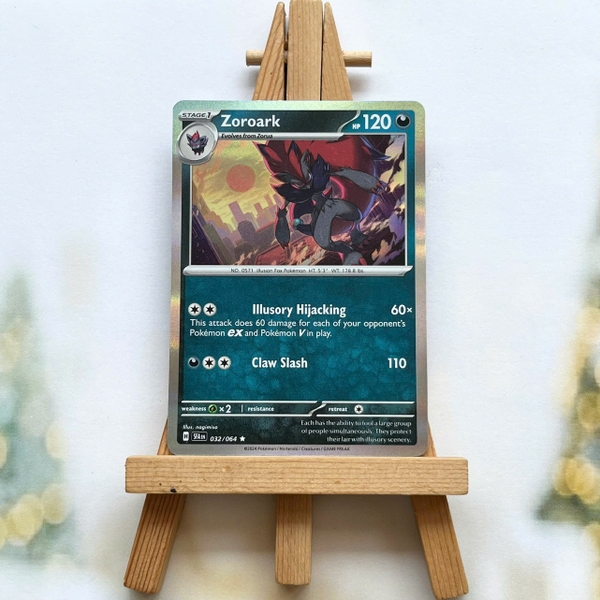 Thẻ hình Pokemon Zoroark 032/064 - Lá bài lẻ Shrouded Fable Rare Reverse Holo tiếng Anh chính hãng ảnh 2
