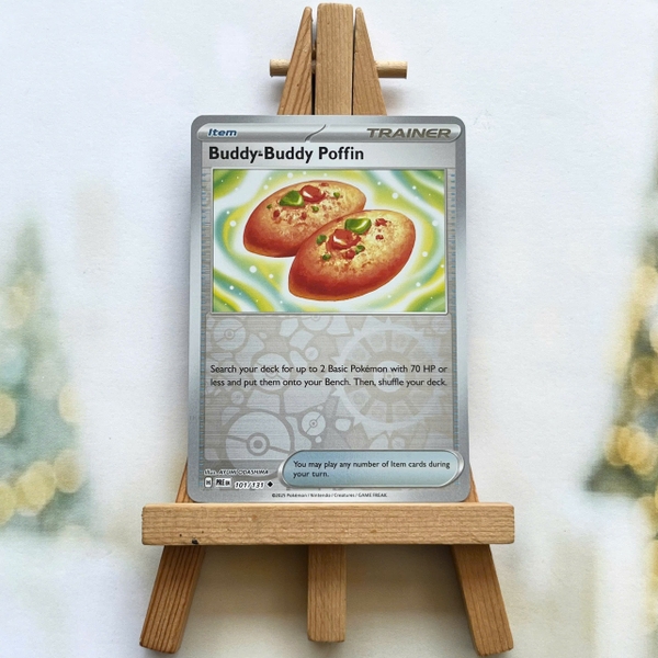 Thẻ hình Pokemon Buddy-Buddy Poffin 101/131 - Lá bài lẻ Prismatic Evolutions Uncommon Reverse Holo tiếng Anh chính hãng