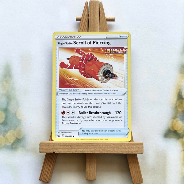 Thẻ hình Pokemon Single Strike Scroll of Piercing 154/198 - Lá bài lẻ Chilling Reign Uncommon Reverse Holo tiếng Anh chính hãng