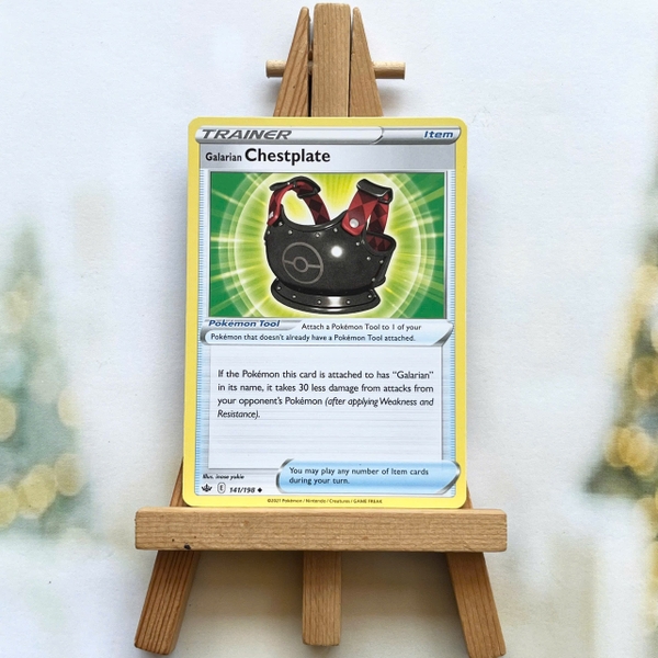 Thẻ hình Pokemon Galarian Chestplate 141/198 - Lá bài lẻ Chilling Reign Uncommon Reverse Holo tiếng Anh chính hãng