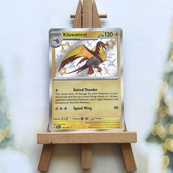 Thẻ hình Pokemon Kilowattrel 146/091 - Lá bài Scarlet & Violet: Paldean Fates Shiny Rare tiếng Anh chính hãng
