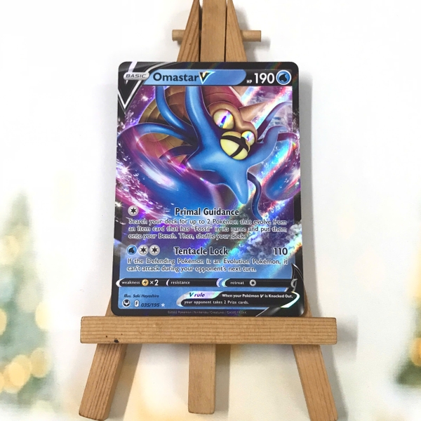 Thẻ hình Pokemon Omastar V 035/195 - Lá bài lẻ Silver Tempest Ultra Rare tiếng Anh chính hãng ảnh 2