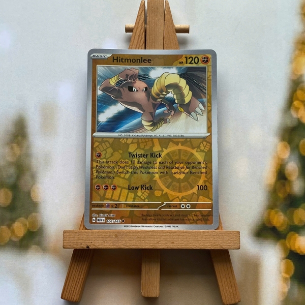 Thẻ hình Pokemon Hitmonlee 106/165 - Lá bài lẻ Scarlet & Violet 151 Uncommon Reverse Holo tiếng Anh chính hãng