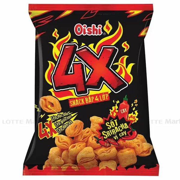 Snack Oishi bắp 4X sốt Sriracha vị cay 68g