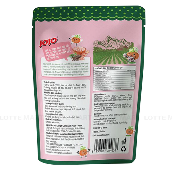 Hạt Bí Xanh Vị Cà Phê Muối Jojo Gói 60g