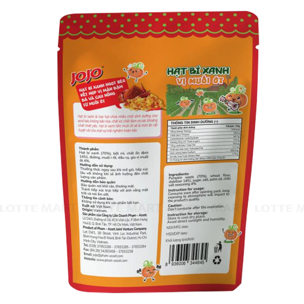 Hạt Bí Xanh Vị Muối Ớt Jojo Gói 60g