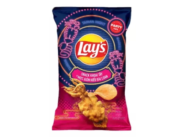 Snack khoai tây vị mực giòn kiểu Đài Loan Lay's gói 52g