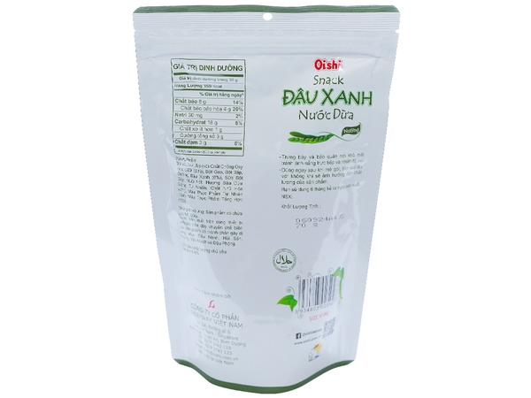 Snack đậu xanh nước dừa Oishi gói 70g