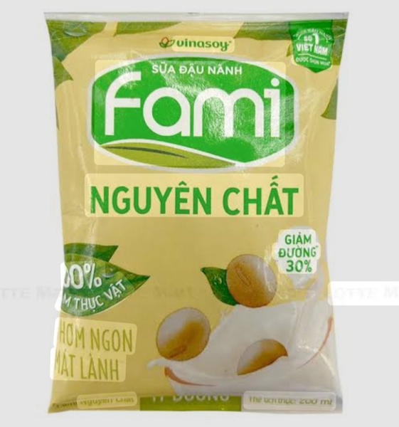 Sữa Đậu Nành Vinasoy Fami Nguyên Chất Bịch 200ml