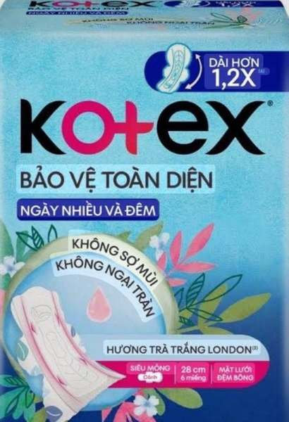 Băng Vệ Sinh Kotex Bảo Vệ Toàn Diện Siêu Mỏng Cánh 28cm 6 Miếng