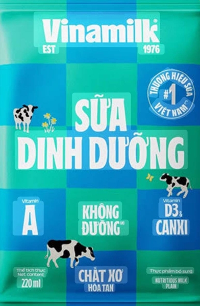 Sữa dinh dưỡng Vinamilk không đường Bịch 220ml