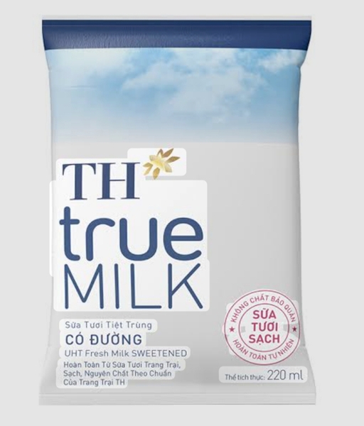 Sữa tươi tiệt trùng có đường TH true MILK bịch 220ml