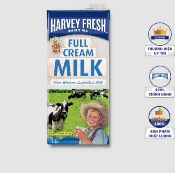 Sữa tươi Úc nguyên kem Harvey Fresh hộp 1L