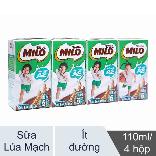 Sữa lúa mạch ít đường Milo A2 110ml