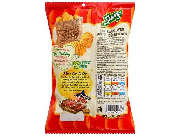Snack khoai tây vị bít tết kiểu New York Swing gói 95g
