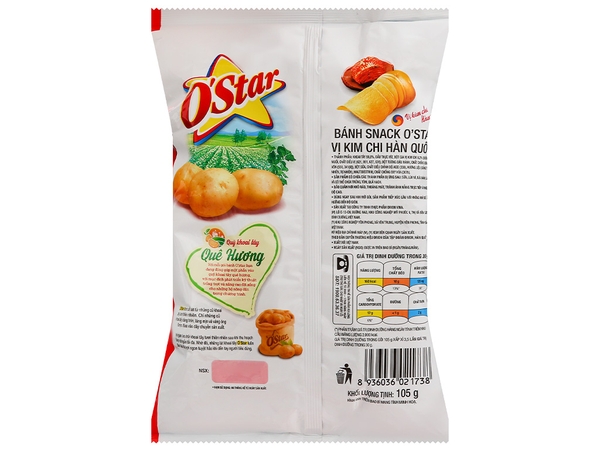 Snack khoai tây vị kim chi Hàn Quốc O'Star gói 95g