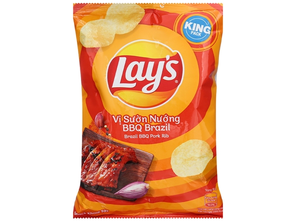 Snack khoai tây vị sườn nướng BBQ Brazil Lay's gói 54g