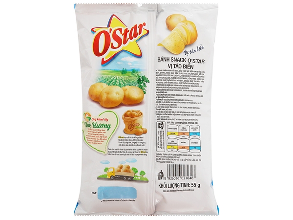 Snack khoai tây vị tảo biển O'Star gói 55g