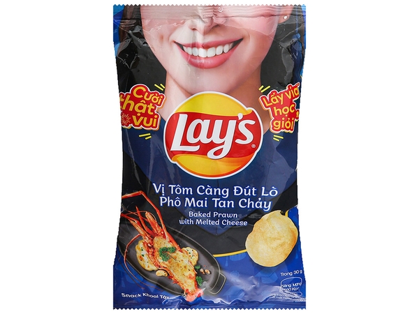 Snack khoai tây vị tôm càng đút lò phô mai tan chảy Lay's gói 54g