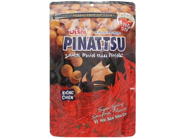 Snack nhân đậu phộng vị hải sản siêu cay Pinattsu Oishi gói 85g