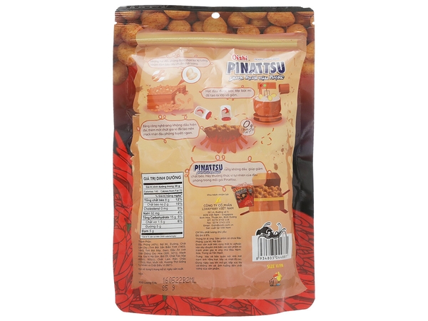 Snack nhân đậu phộng vị hải sản siêu cay Pinattsu Oishi gói 85g