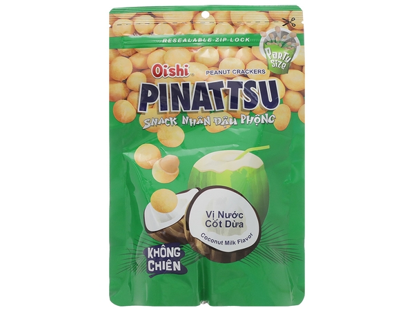 Snack nhân đậu phộng vị nước cốt dừa Pinattsu Oishi gói 85g