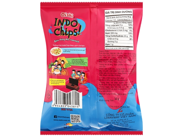 Snack Oishi phồng mực Indo Chips gói 68g
