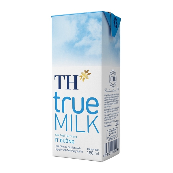 Sữa tươi tiệt trùng ít đường TH true MILK Hộp 180ml