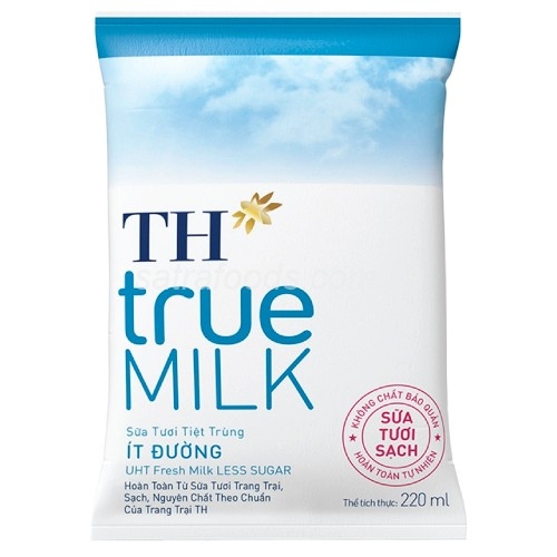 sữa tươi tiệt trùng ít đường TH true MILK bịch 220ml