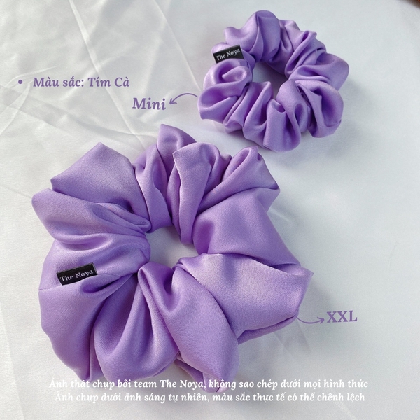 Dây buộc tóc scrunchies cỡ lớn màu tím mộng mơ phong cách vintage The