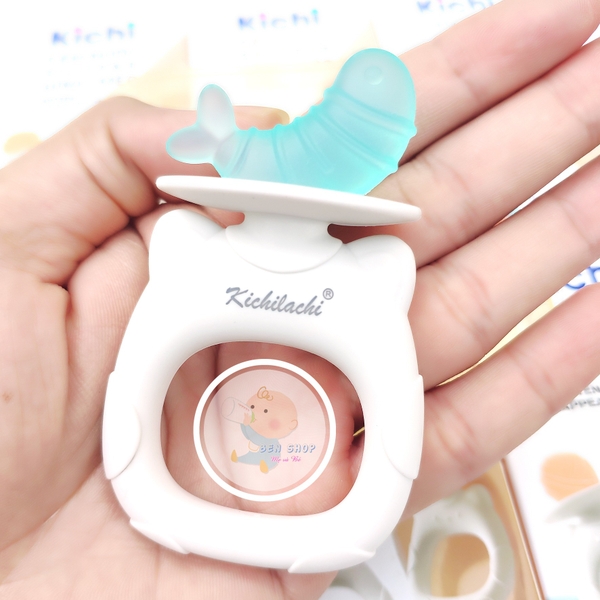 (Mẫu mới) Gặm nướu Silicon Kichi hình mèo (Hộp 2 cái)