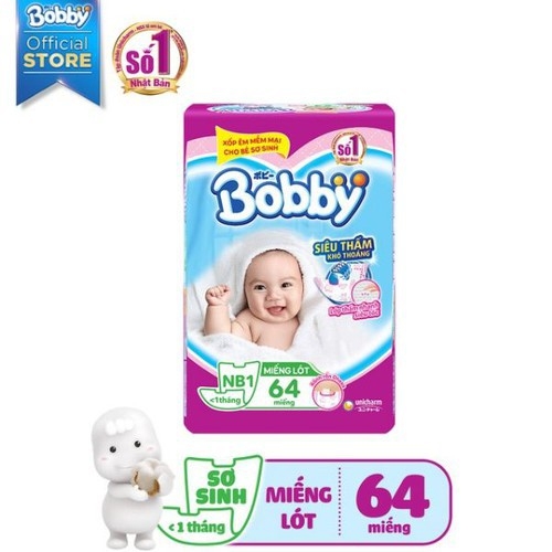 Miếng lót Bobby size Newborn 1 - 64 miếng (dưới 5kg)
