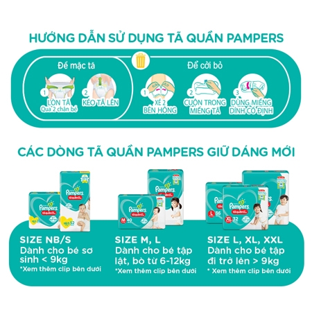 Bỉm - Tã quần Pampers Jumbo size L 54 miếng (Bé 9-14kg)