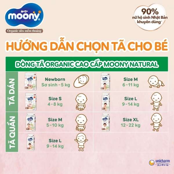 Bỉm tã quần Moony Natural size XL 32 miếng (12-22kg)