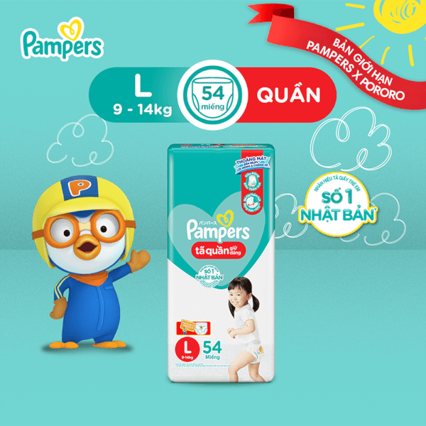 Bỉm - Tã quần Pampers Jumbo size L 54 miếng (Bé 9-14kg)