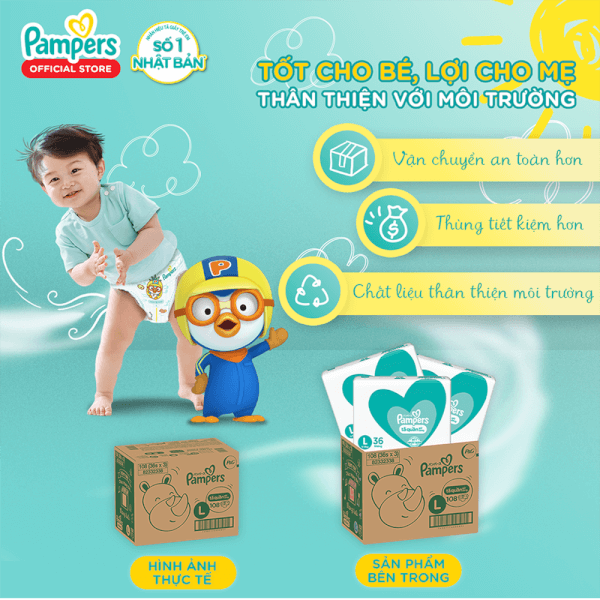 Bỉm - Tã quần Pampers Jumbo size L 54 miếng (Bé 9-14kg)
