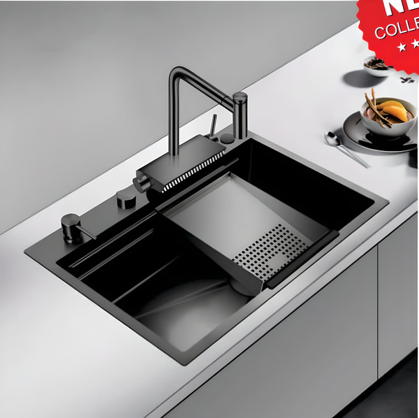 Chậu rửa bát 1 hố kích thước lớn Geler GL- NN 7650, inox SUS304 mầu xám ,phủ Nano kháng khuẩn.