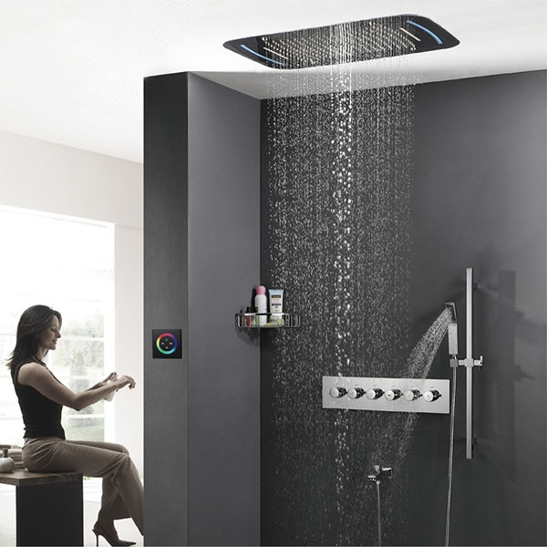 Sen tắm nóng lạnh âm tường màu đen DAELIM 08008W (Bát sen 71x43cm)