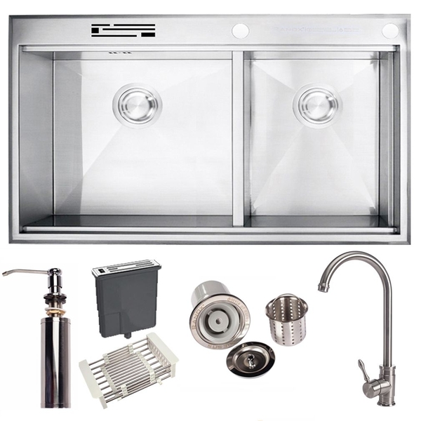 Combo RANOX chậu rửa bát cao cấp dày 6mm và vòi rửa chén Hàn Quốc RN441614