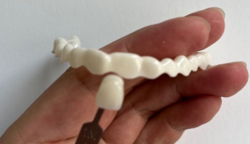 TẤM NHỰA ÉP hàm veneer dán. Đóng gói 10 tờ/túi, hình tròn đường kính 125mm, độ dày 1mm, màu A2