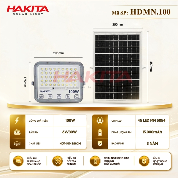 Đèn Mắt Ngọc Năng Lượng Mặt Trời 100W