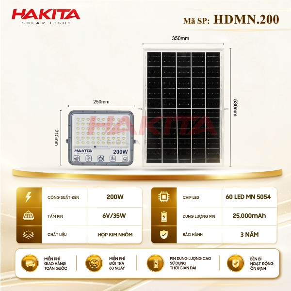 Đèn Mắt Ngọc Năng Lượng Mặt Trời 200W