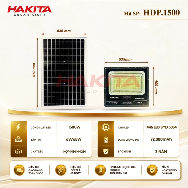 Đèn Pha Năng Lượng Mặt Trời 1500W