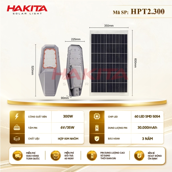 Đèn Đường Phi Thuyền 02 Năng Lượng Mặt Trời 300W