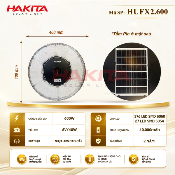 Đèn UFO Năng Lượng Mặt Trời HUFX2.600W