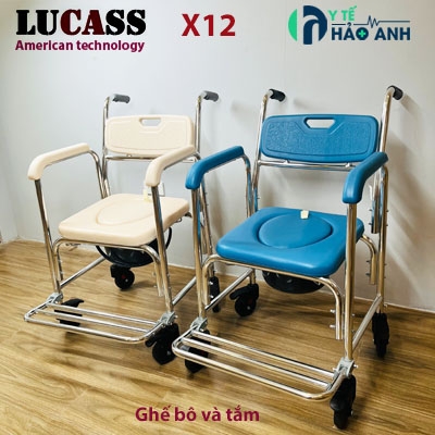 Ghế bô vệ sinh và tắm Lucass X12 new khung hợp kim nhôm siêu nhẹ