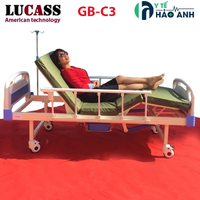 Giường y tế 2 tay quay 1 cần gạt bô Lucass GB-C3 có bàn ăn