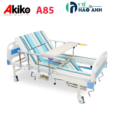 Giường bệnh nhân 5 tay quay đa chức năng Akiko A85 có bô, bàn ăn, chậu gội đầu
