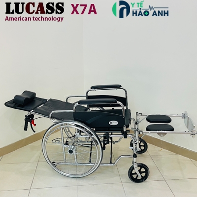 Xe lăn đa năng Lucass X7A có bô vệ sinh, ngả ra nằm, chống lật, 2 tay phanh