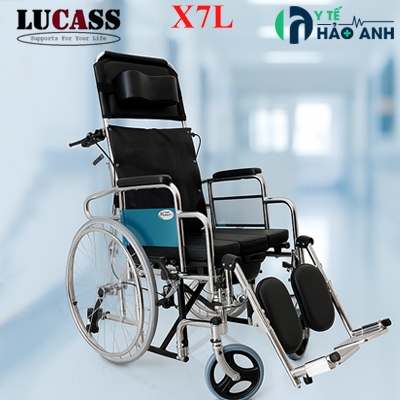 Xe lăn đa năng Lucass X7L có bô vệ sinh, ngả nằm, chống lật